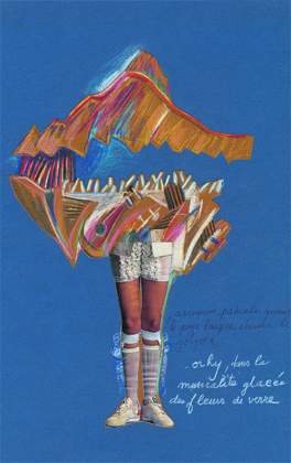 Orhy - croquis (crayons de couleurs, collage) - Pâques 1997 - ascension pascale quand le pays basque cherche le golgota - orhy, dans la musicalité glacée des fleurs de verre